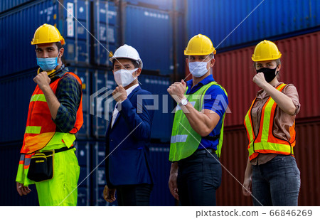 Industrial workers or engineers wearing Industrial workers or engineers wearing 66846269