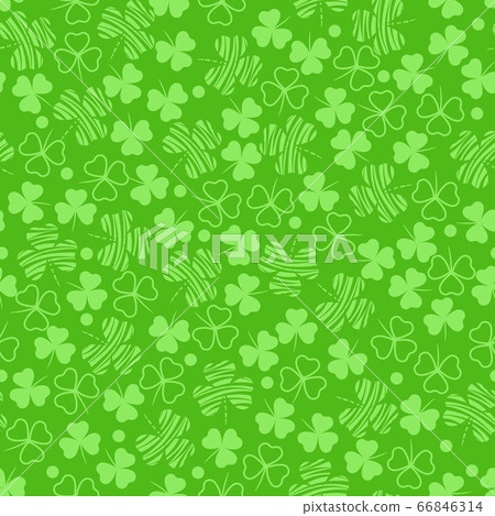 Seamless pattern with green clover leaves. Modern Seamless pattern with green clover leaves. Modern 66846314