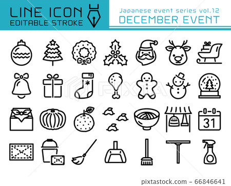 Line icon Japanese event series vol.12 December Christmas, year-end, general cleaning, New Year's Eve 66846641