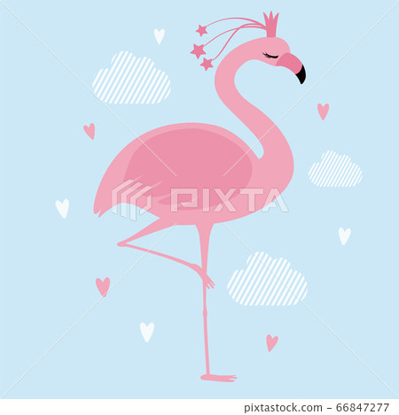 Pink flamingo with a crown. Pink flamingo with a crown. 66847277