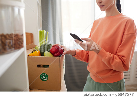 Woman typing a message Woman typing a message 66847577