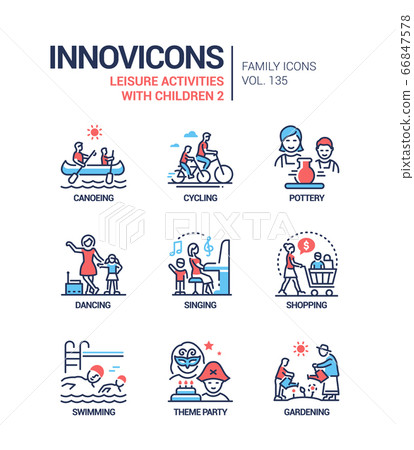 Leisure activities for children - line design style icons set Leisure activities for children - line design style icons set 66847578