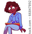 Young female student reading book for fun or enjoying studying 66847892