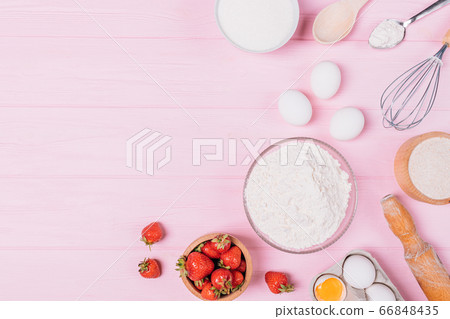 Flat lay cooking food composition of ingredients 66848435