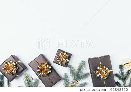 Festive Christmas flat lay border composition of Festive Christmas flat lay border composition of 66848520