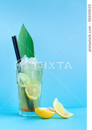 Close-up summer refreshing drink lemonade with ice frappe, lemon Close-up summer refreshing drink lemonade with ice frappe, lemon 66849020