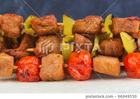 Baking pork with Bulgarian peppers and cherry Baking pork with Bulgarian peppers and cherry 66849550