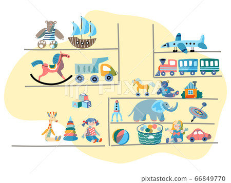 Stall or showcase shelves with toys for children 66849770
