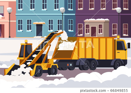 Snow removal street and road process in winter 66849855