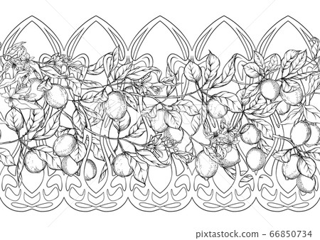 Lemon tree branch with lemons seamless pattern - Stock Illustration ...