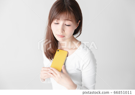 Smartphone, female, white background 66851011