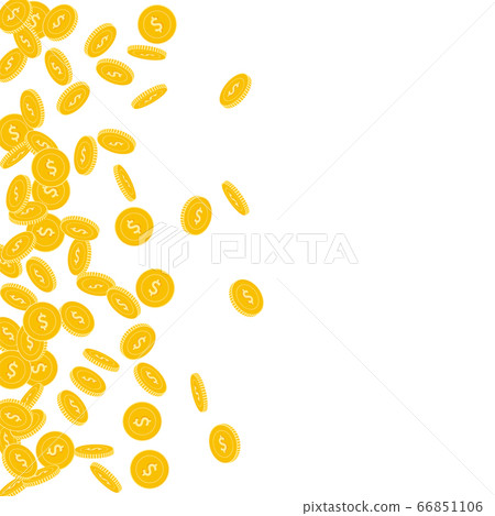American dollar coins falling. Scattered small USD 66851106