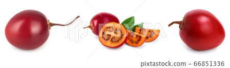 Fresh tamarillo fruit with leaves isolated on white background, Set or collection Fresh tamarillo fruit with leaves isolated on white background, Set or collection 66851336