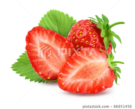 Strawberry and half isolated on white background. Fresh berry with clipping path and full depth of field Strawberry and half isolated on white background. Fresh berry with clipping path and full depth of field 66851456