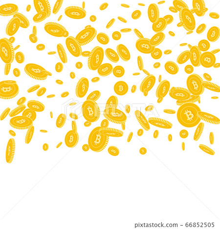Bitcoin, internet currency coins falling. Scattere Bitcoin, internet currency coins falling. Scattere 66852505