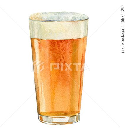 American pint craft beer. Watercolor illustration with gold beer mug. Concept art. Watercolour bar, pub or restaurant menu design. American pint craft beer. Watercolor illustration with gold beer mug. Concept art. Watercolour bar, pub or restaurant menu design. 66853292