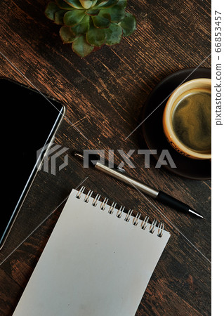 Vintage mockup on wood backdrop 66853457