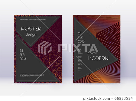 Black cover design template set. Orange abstract l Black cover design template set. Orange abstract l 66853554
