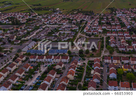 Aerial townscape view of Dijon city suburb residential area Aerial townscape view of Dijon city suburb residential area 66853903