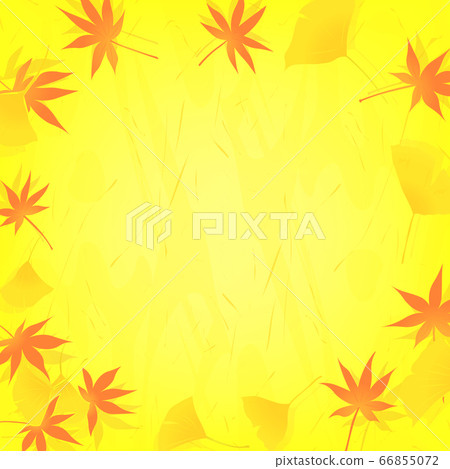 Yellow frame background of Japanese pattern of maple and ginkgo (autumn image) 66855072