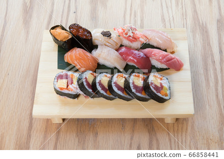 Japanese food variety set on wooden table Japanese food variety set on wooden table 66858441