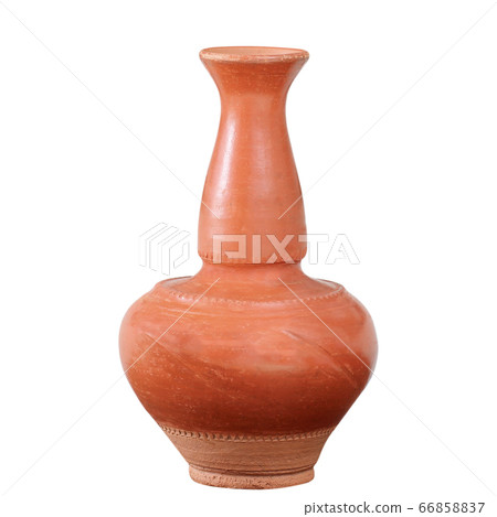 pottery clay jug on white background 66858837