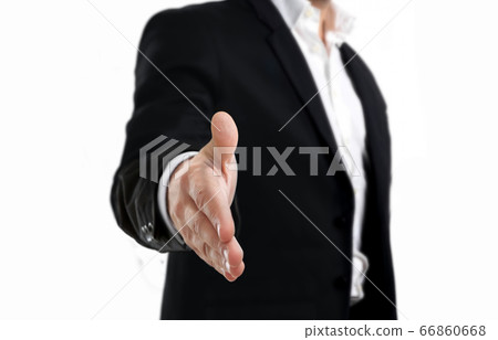 handshake front view angle isolated on white 66860668
