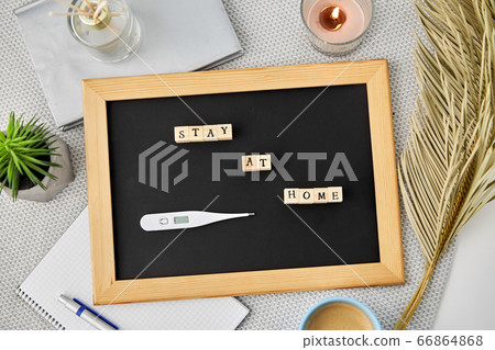 chalkboard with stay at home words on toy blocks chalkboard with stay at home words on toy blocks 66864868