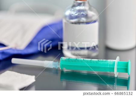 syringe, medicine, wound wipes, gloves and mask syringe, medicine, wound wipes, gloves and mask 66865132