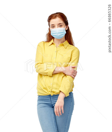 young woman in protective medical mask young woman in protective medical mask 66865326