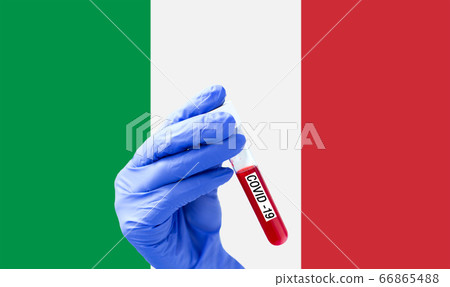 hand with blood sample in test tube of coronavirus hand with blood sample in test tube of coronavirus 66865488