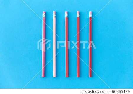 five lead pencils with eraser on tips five lead pencils with eraser on tips 66865489