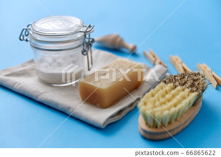 brush, washing soda, soap, scoop and clothespins 66865622