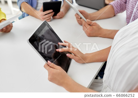 group of high school students with tablet pc group of high school students with tablet pc 66866252