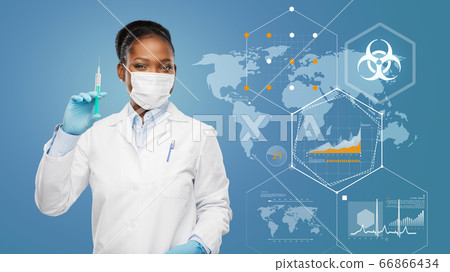 doctor in medical mask over world pandemia map doctor in medical mask over world pandemia map 66866434