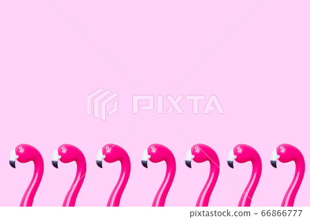 Pink pen Flamingo on a pink background. Copy space Flat lay. 66866777