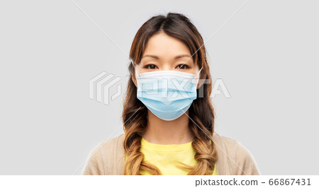 portrait of asian woman in protective medical mask portrait of asian woman in protective medical mask 66867431