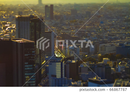 從澀谷高層拍攝的黃昏微縮城市景觀 66867787
