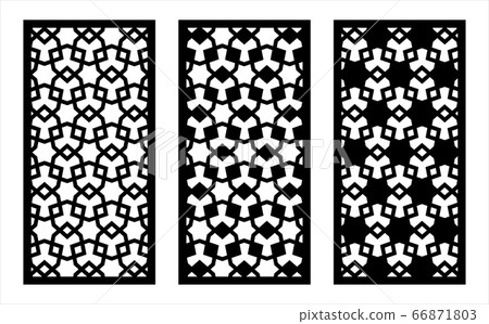Laser cut decorative vector panel set. Jali design, cnc decor, interior design. Islamic, arabic laser cutting. Laser cut decorative vector panel set. Jali design, cnc decor, interior design. Islamic, arabic laser cutting. 66871803