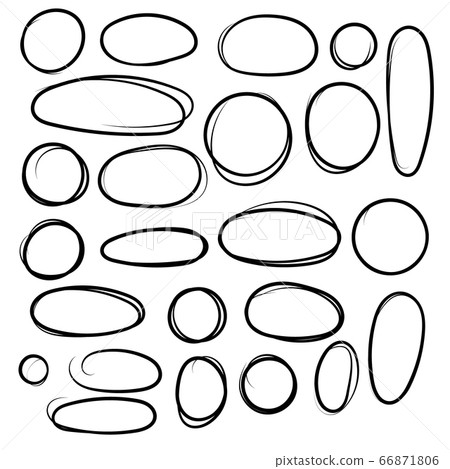 Collection of the hand drawn line scribble circle - Stock Illustration ...