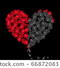 Heart red rose petals on Valentine day. scarlet Heart in love with roses. 66872083