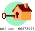 sale house. a small house with a keyhole and a key 66872943