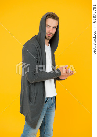 Effortless casual style. Stylish guy wear hoodie Effortless casual style. Stylish guy wear hoodie 66873781
