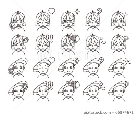 Two person illustration facial expression variation 29 66874671