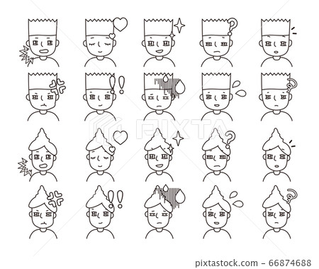 Two person illustration facial expression variation 12 66874688