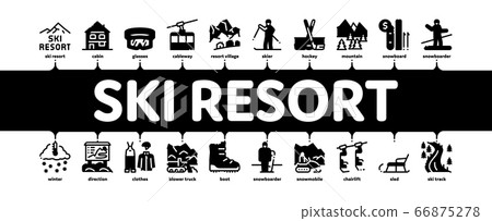 Ski Resort Vacation Minimal Infographic Banner Vector Ski Resort Vacation Minimal Infographic Banner Vector 66875278