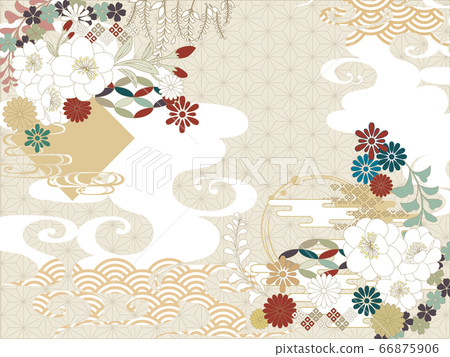 Japanese pattern beige light brown cloud simple... - Stock Illustration  [66875906] - PIXTA