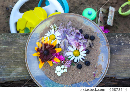 Details of sandbox outdoors. Nature components in 66878344