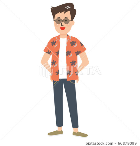 穿著夏威夷襯衫和太陽鏡的男人 66879099