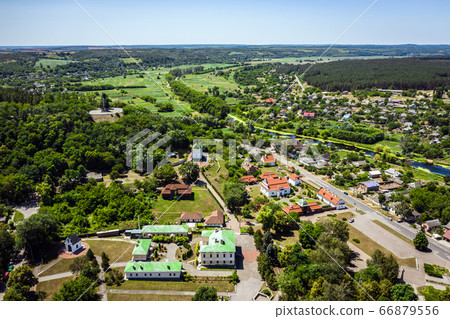 Chigirin - a city with a rich Cossack past aerial view. Chigirin - a city with a rich Cossack past aerial view. 66879556
